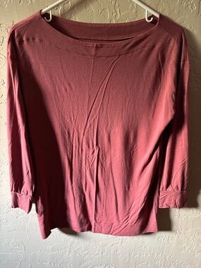 LOFT Rose Pink Boat Neck Long Sleeve Top